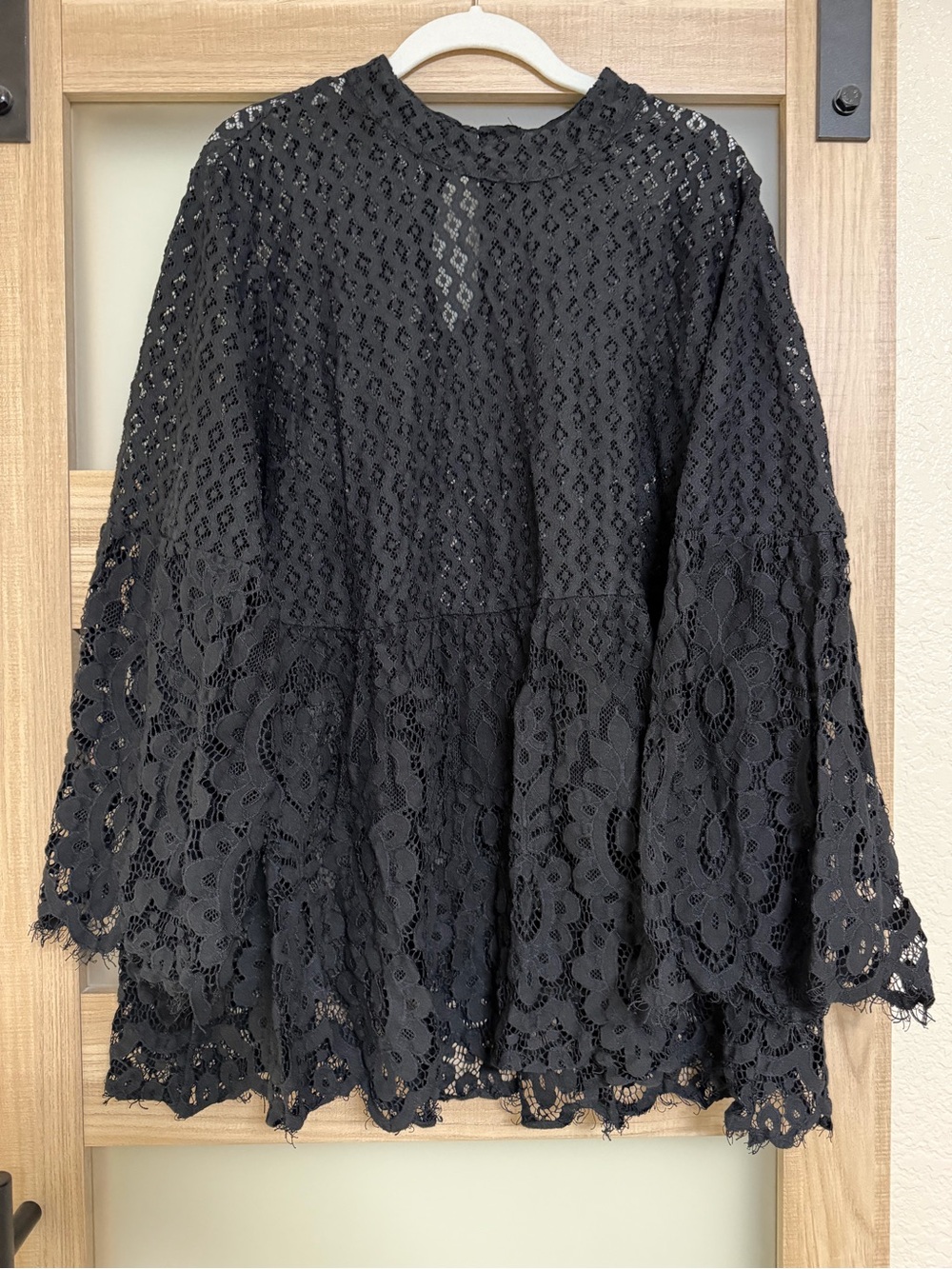 Lane Bryant Black Lace Peplum Blouse